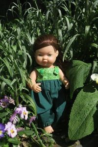 Green overalls, fits 30cm doll