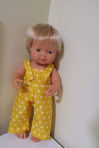 Products: Doll overalls, yellow, white spot, fits 38cm Miniland dolls