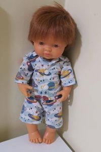 Products: Doll Pajamas, planet print, fits 38cm Miniland dolls