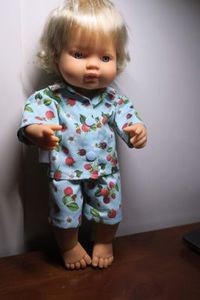 Products: Doll pajamas, raspberry print, 38cm doll