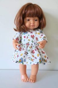 Products: Dress with people fishing print, fits Miniland 38cm dolls