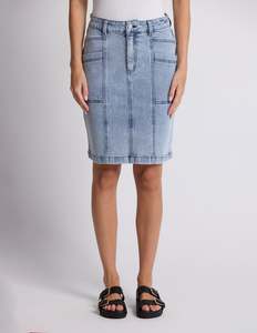 Strike Skirt - Bleached Denim