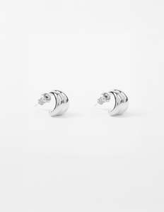 Earrings Hoop Double Bars - Silver