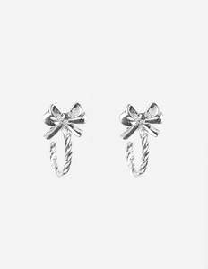 Earrings Half Hoop with Bow - Silver