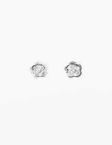 Earrings: Earrings Solid Flower - Silver