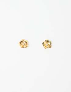 Earrings: Earrings Solid Flower - Gold