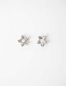 Earring Beaten Flower - Silver
