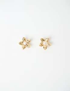 Earring Beaten Flower - Gold