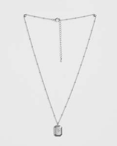 Necklaces: Necklace Silver Rect Pendant W/Star