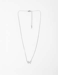 Necklaces: Necklace Crystal Bow - Silver