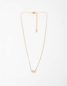 Necklaces: Necklace Crystal Bow - Gold