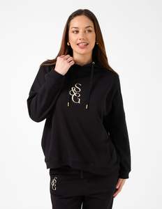 Sweaters: STELLA ESSENTIALS Hoodie Logo - Black