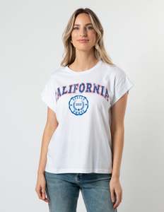 Cuff Sleeve T-Shirt - White California
