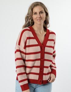 Greyson Cardigan - Pink/Red Stripe