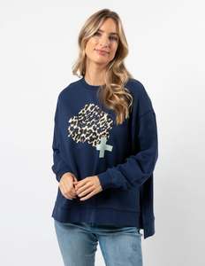 Sunday Sweater - Navy Leopard Rose