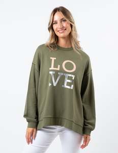 Sale Sweaters: Sunday Sweater - Khaki with Blush Love