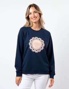 Sale Sweaters: Classic Sweater - Navy with Blush Doily