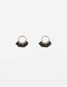 Onyx Beaded Hoop Earrings