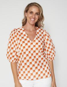 Tops: Clover Top - Abstract Checks