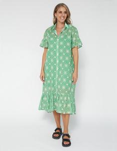 Magnolia Dress - Green Tangles