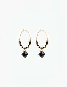 Jewellery: Earrings Clover - Black