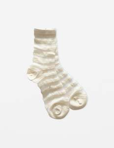 Socks: Socks Striped Crochet White