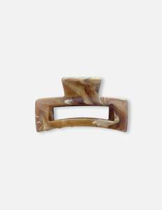 Accessories: Rectangle Hair Claw - Marbled Caramel