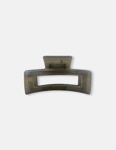Accessories: Rectangle Hair Claw - Transparent Grey