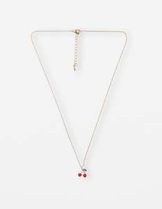 Jewellery: Necklace Red Cherries - Gold