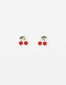 Jewellery: Earrings Red Cherries - Gold