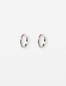 Jewellery: Earrings Hoop Multi Crystals - Silver