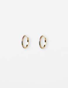 Earrings Hoop Multi Crystals - Gold