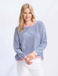 Knitwear: Street Top - Denim Stripe