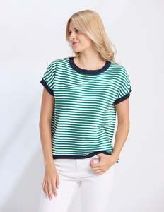 Knitwear: Laneway Top - Green Stripe