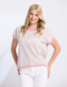 Knitwear: Laneway Top - Rose Stripe