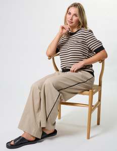 Knitwear: Charly Knit - Sand Stripe