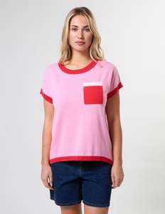 Knitwear: Laneway Pocket - Pink & Red