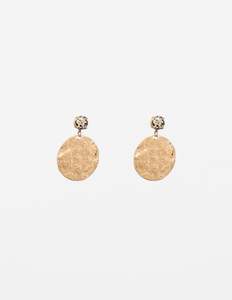 Gold Sphere Speckle Stone Earrings