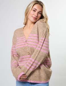 Stripe Cardigan - Desert Rose