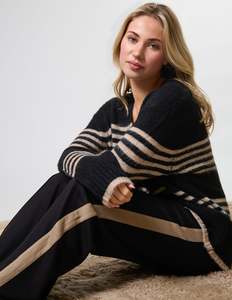 Stripe Cardigan - Black Sand