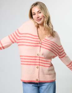 Stripe Cardigan - Canyon Rose