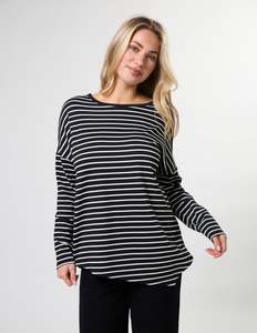 Stella Essentials: Asymmetric Top - Black White Stripe