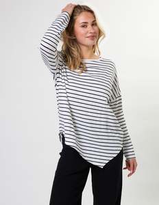 Stella Essentials: Asymmetric Top - Navy White Stripe