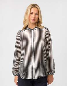 Faye Blouse - Black and White Stripe