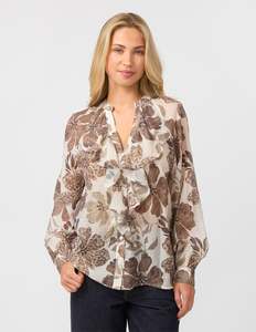 Gina Blouse - Brown Floral