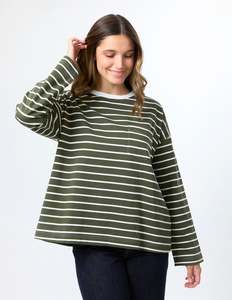 Stella Essentials: Drop Shoulder Tee - Khaki Stripe