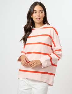 New: Newport Sweatshirt - Peach Fizz Stripe