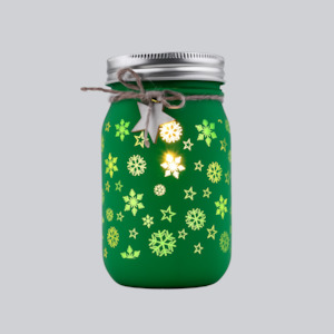 14cm Green Festive Sparkle Jar