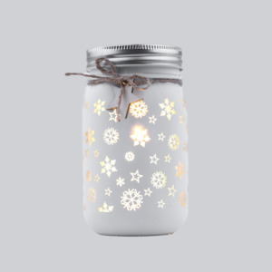 Sparkle Jars: 14cm White Festive Sparkle Jar