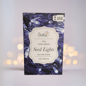 Seed Lights: 10m Silver Cool White Light String USB